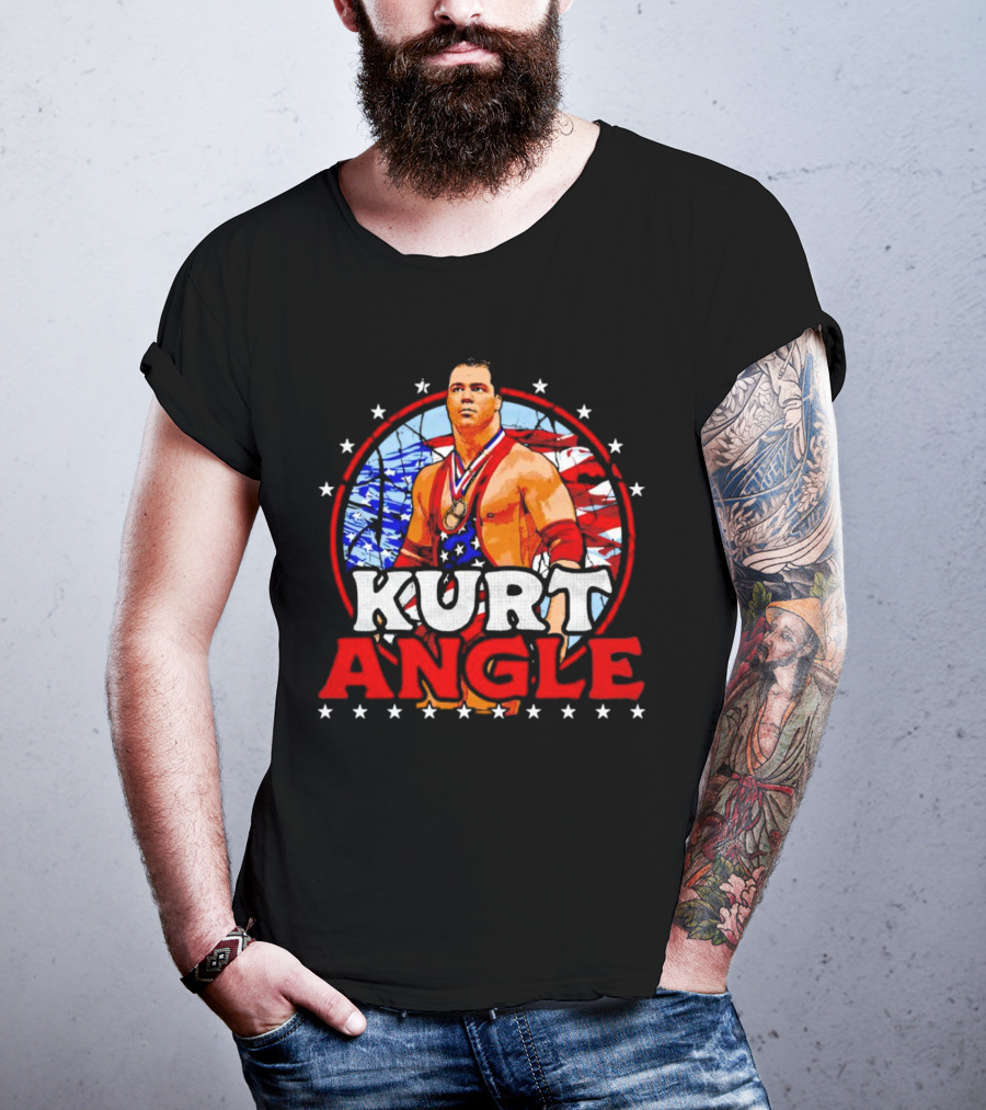 Kurt Angle Patriotic Stars And Stripes Wrestling T-Shirt