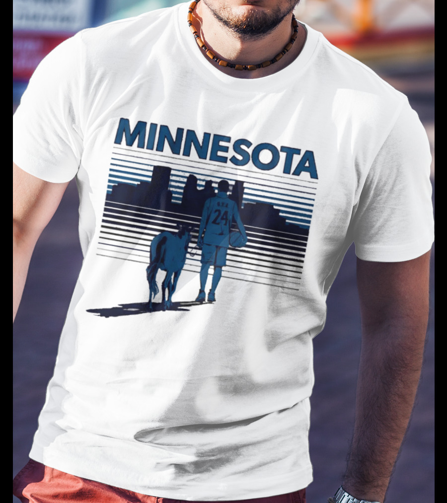 Minnesota Basketball 24 Bring Ya Ass Player And Dog With City Skyline T-Shirt