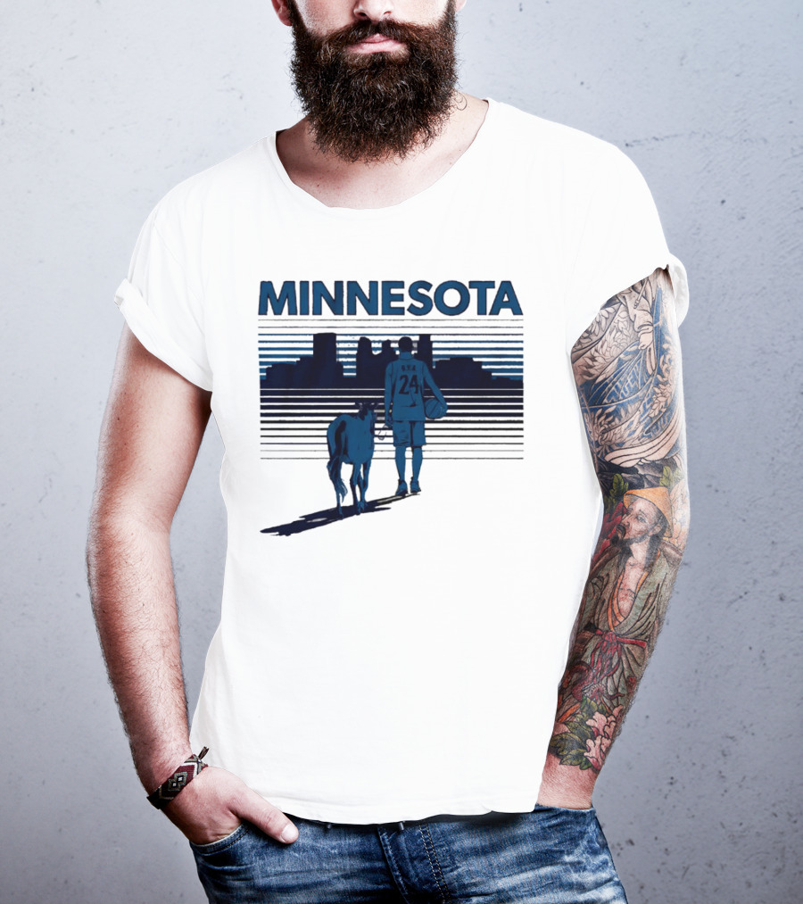 Minnesota Basketball 24 Bring Ya Ass Player And Dog With City Skyline T-Shirt