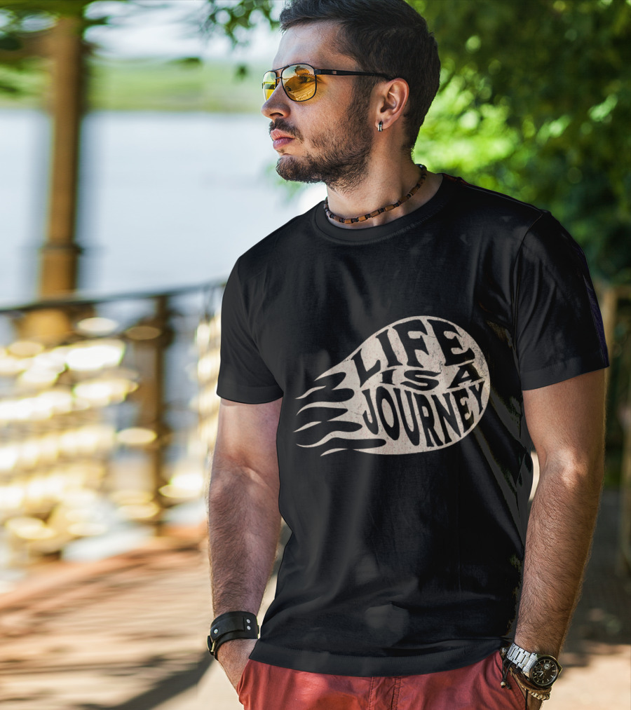 Life Is A Journey Flame-Inspired Text T-Shirt