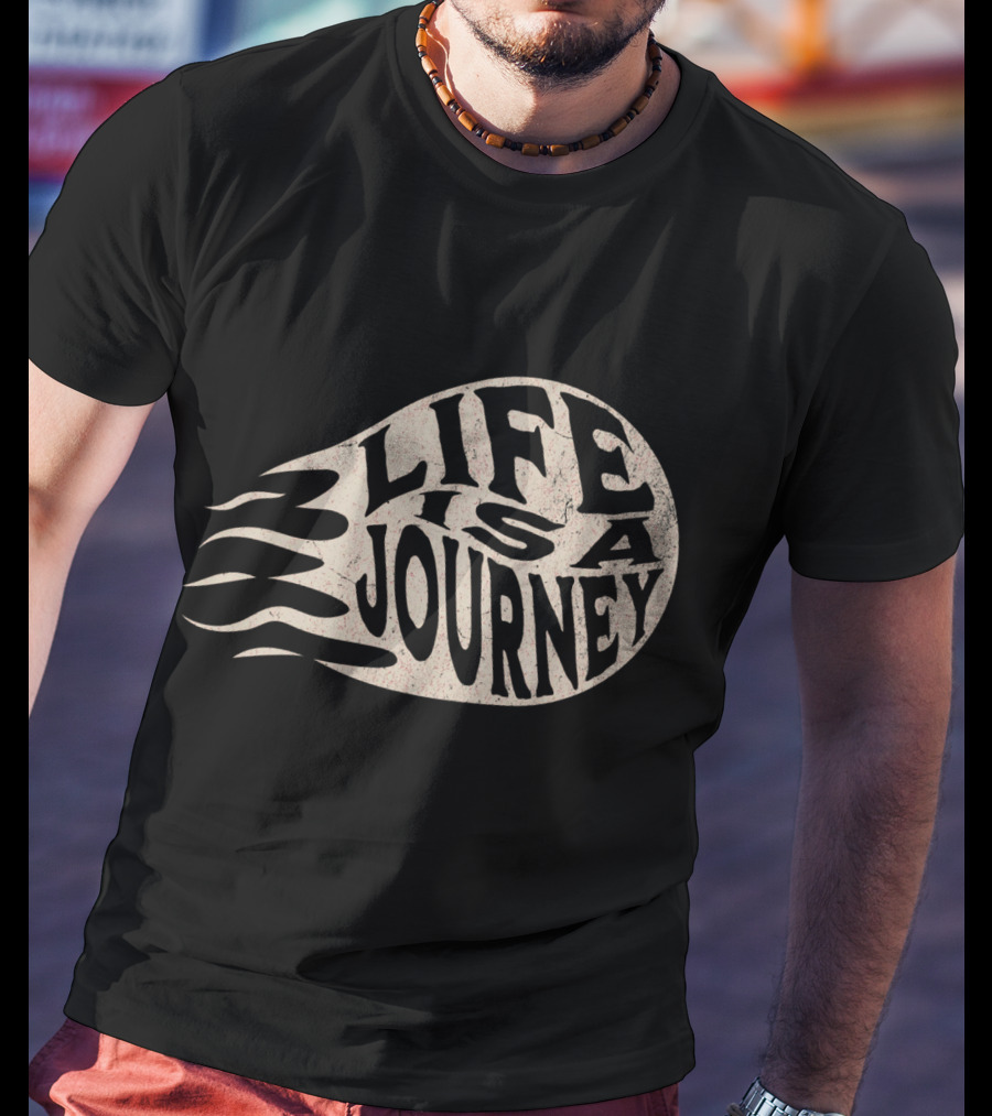 Life Is A Journey Flame-Inspired Text T-Shirt