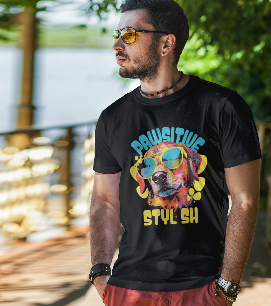 Pawsitive Styl Sh Sunglasses Retro Dog T-Shirt