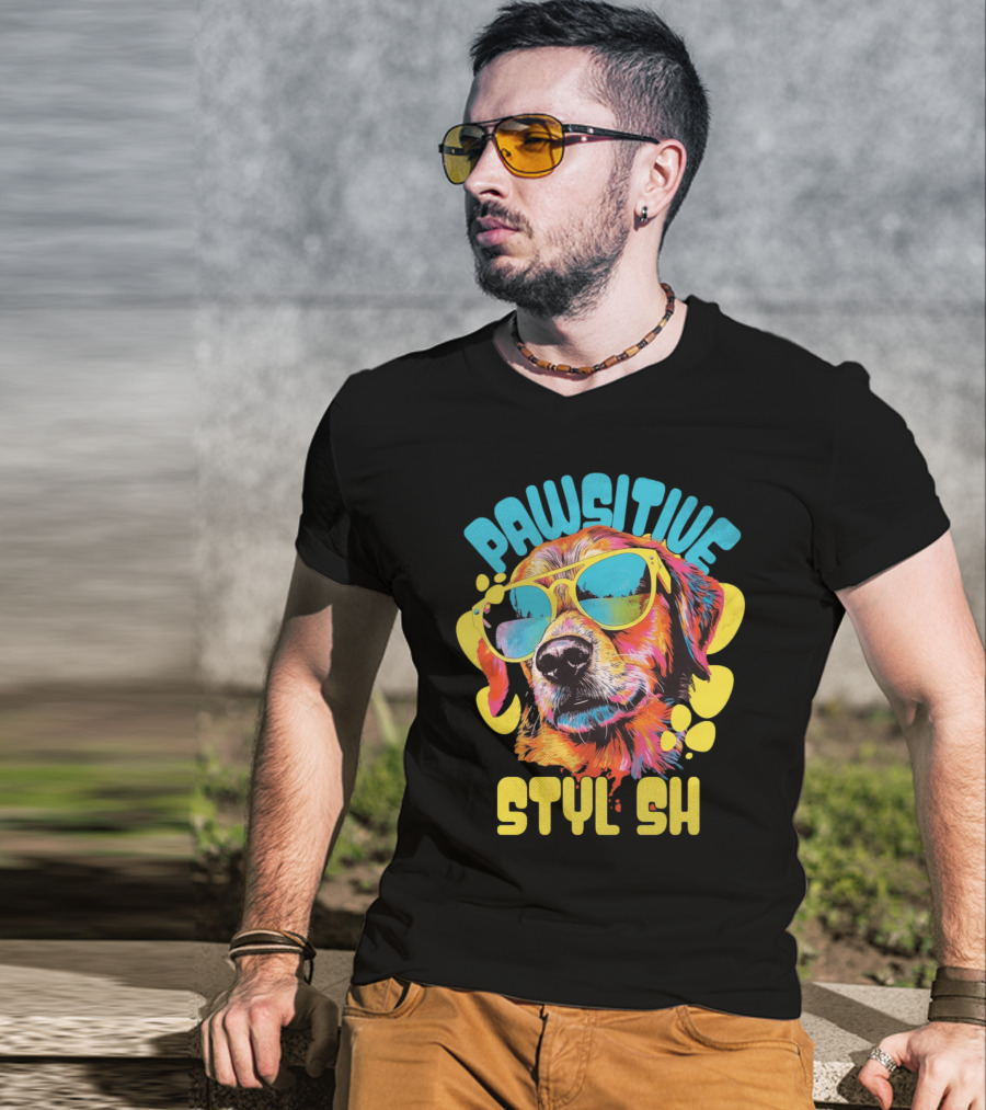 Pawsitive Styl Sh Sunglasses Retro Dog T-Shirt