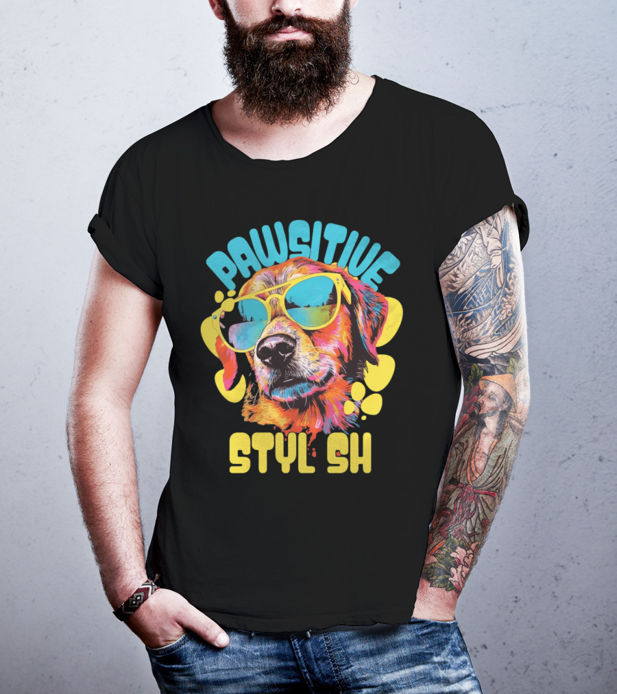 Pawsitive Styl Sh Sunglasses Retro Dog T-Shirt