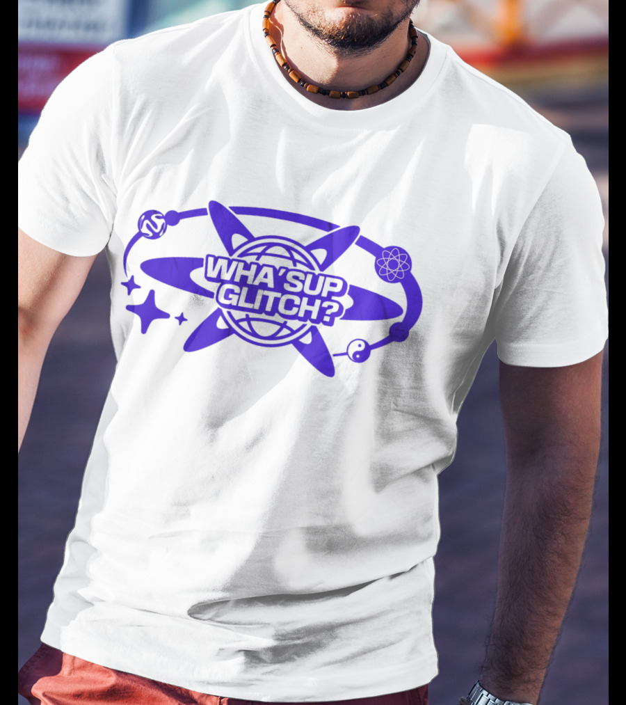 WHA'SUP GLITCH YNOT2K Retro Tech Atomic Globe T-Shirt