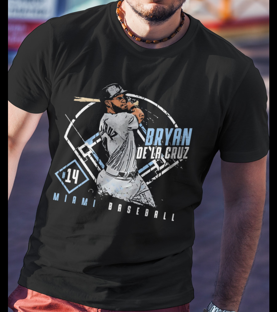 Bryan De La Cruz Miami Baseball #14 Cartoon T-Shirt