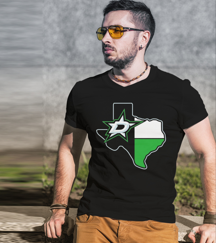 Dallas Stars NHL Texas Outline And Emblem T-Shirt