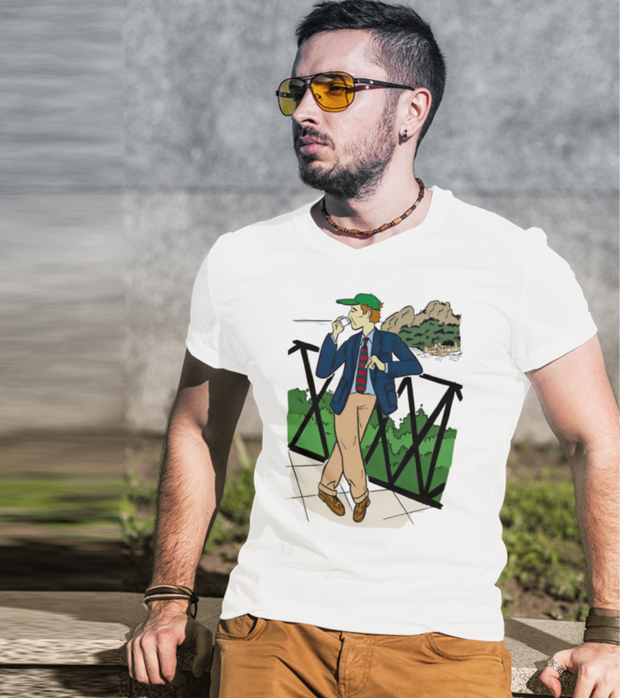 Dick Carroll Roy Rober’s Green Cap And Cityscape Pipe Smoker T-Shirt