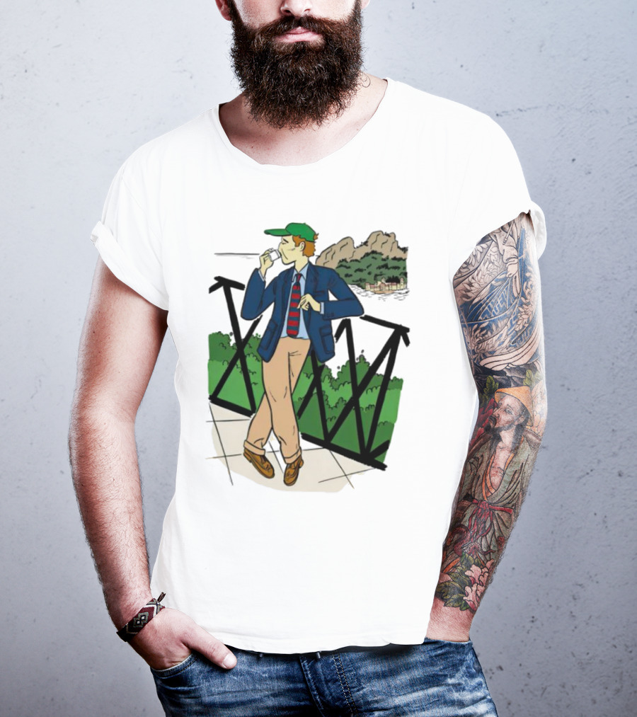 Dick Carroll Roy Rober’s Green Cap And Cityscape Pipe Smoker T-Shirt