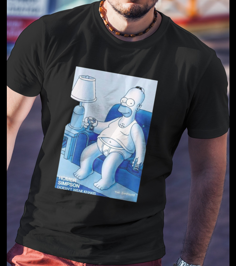 Homer Simpson Relaxing At Home With Drink And Remote Control T-Shirt
