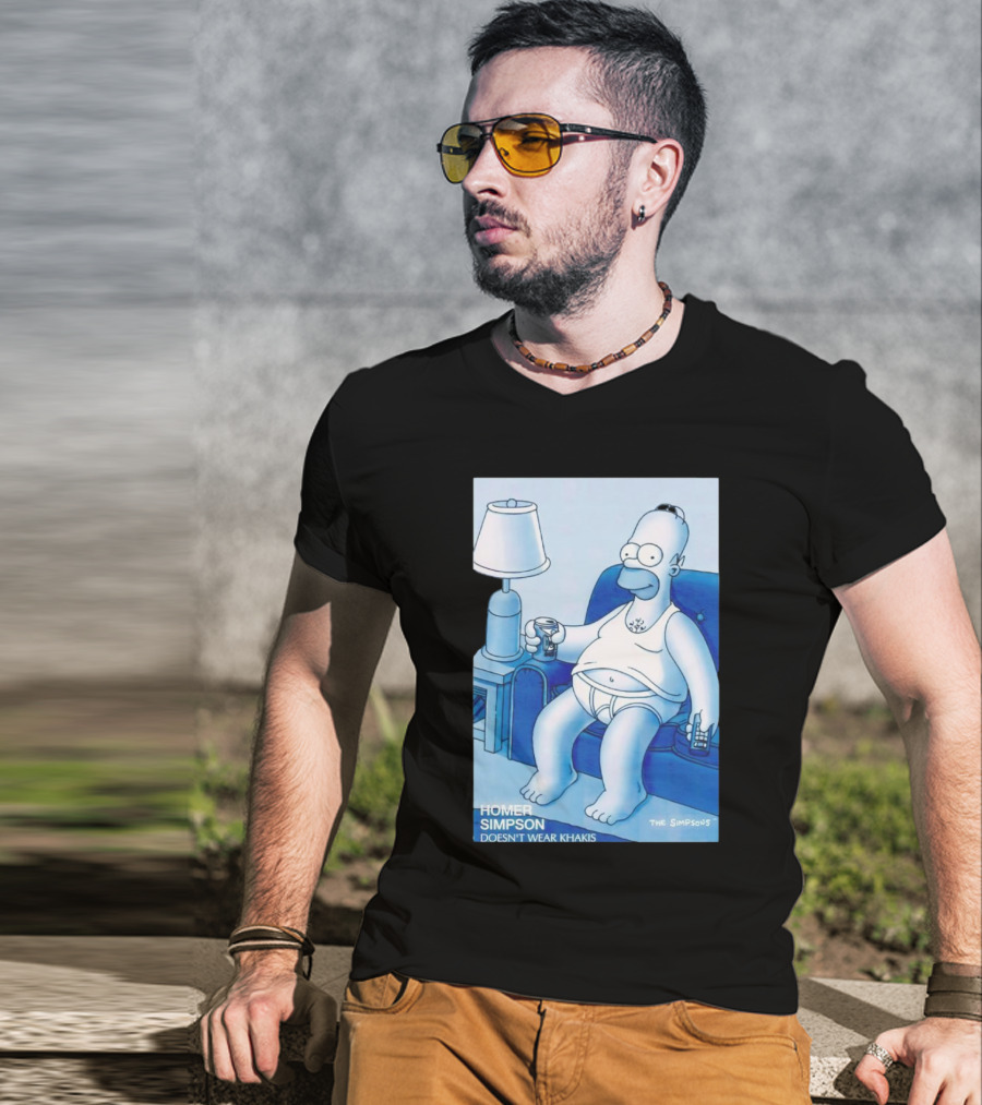 Homer Simpson Relaxing At Home With Drink And Remote Control T-Shirt