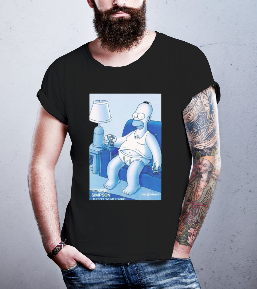 Homer Simpson Relaxing At Home With Drink And Remote Control T-Shirt