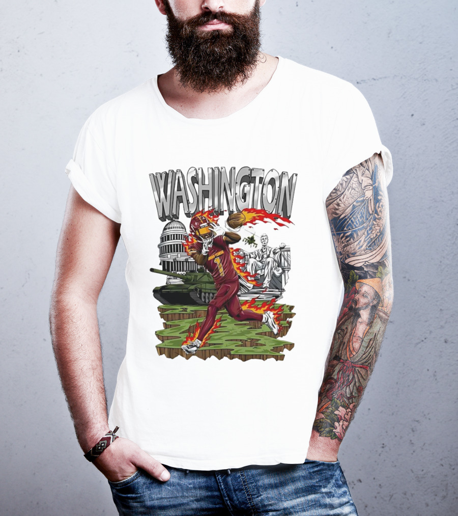 Washington Commanders Jahan Dotson Football Cartoon Capitol Tank Lincoln Fire T-Shirt