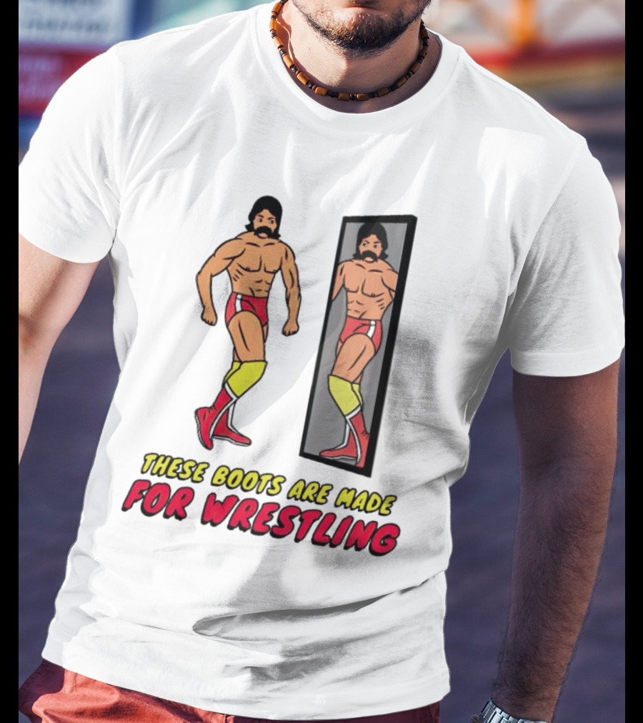 These Boots Are Made For Wrestling Reflective Wrestler Mirror Image T-Shirt