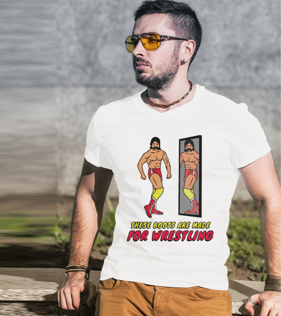 These Boots Are Made For Wrestling Reflective Wrestler Mirror Image T-Shirt