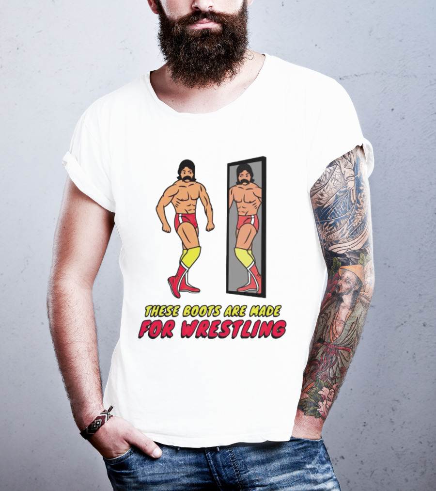 These Boots Are Made For Wrestling Reflective Wrestler Mirror Image T-Shirt