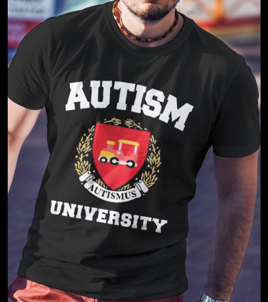 Autismus University Autism Joke Shield With Toy Car Crest T-Shirt