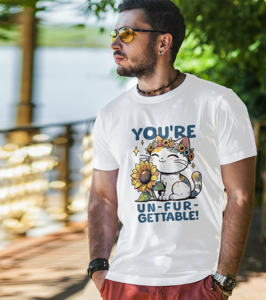 YOU'RE UN-FUR-GETTABLE Sunflower Cat With Flower Crown T-Shirt