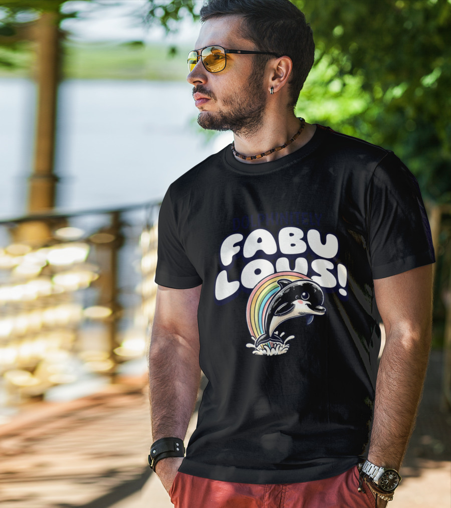 Dolphinitely Fabulous Rainbow Dolphin Splash T-Shirt