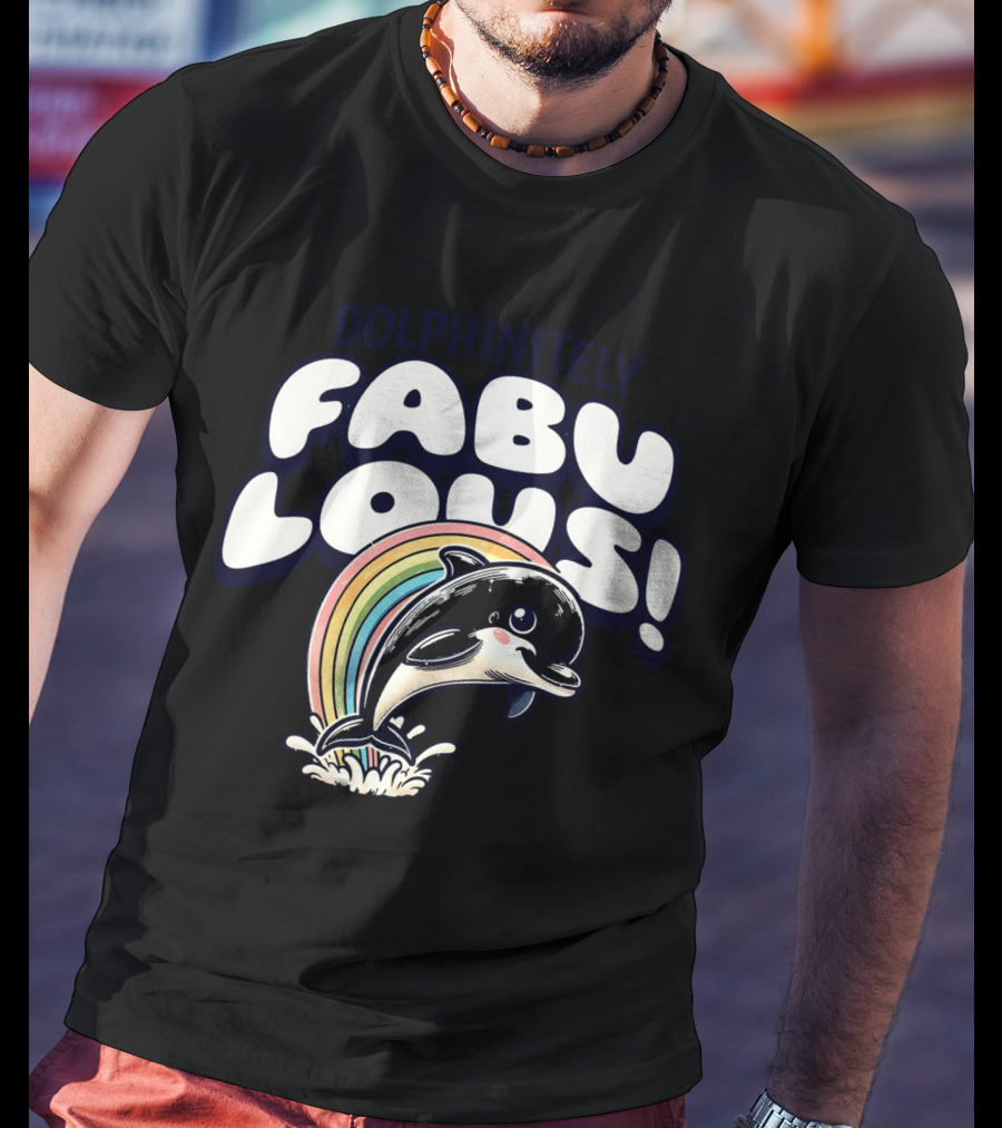 Dolphinitely Fabulous Rainbow Dolphin Splash T-Shirt