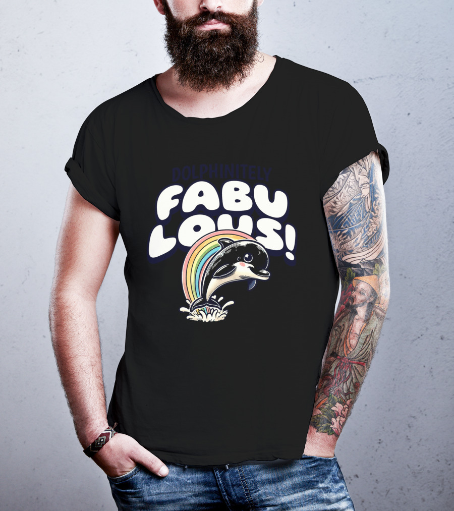 Dolphinitely Fabulous Rainbow Dolphin Splash T-Shirt