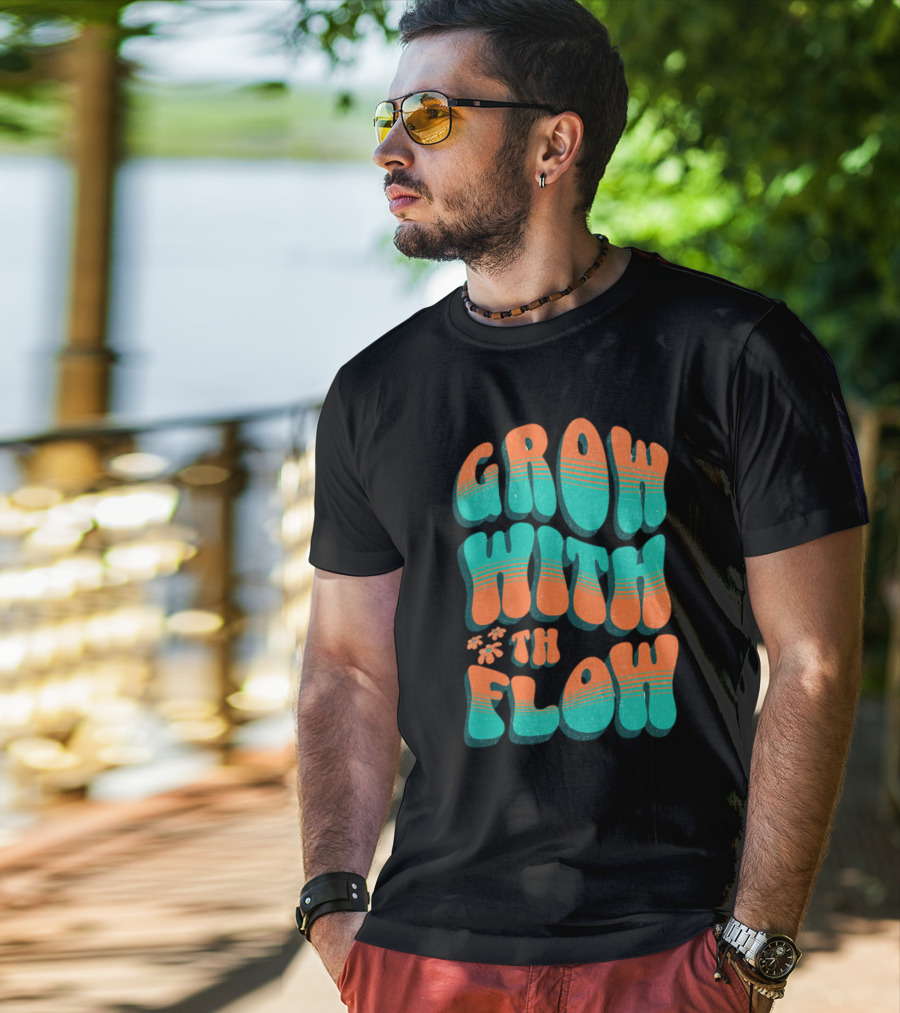 GROW WITH THE FLOW Retro Groovy T-Shirt