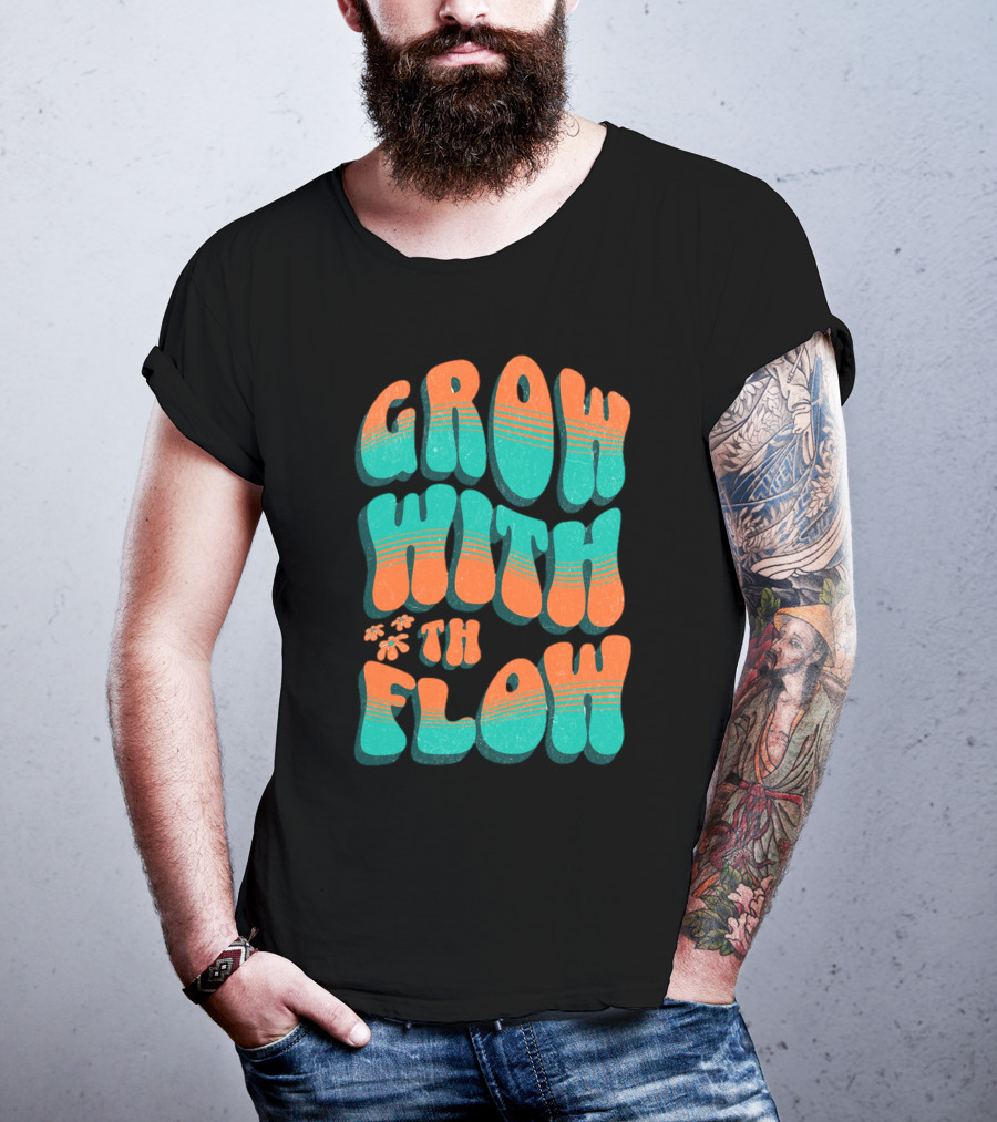GROW WITH THE FLOW Retro Groovy T-Shirt