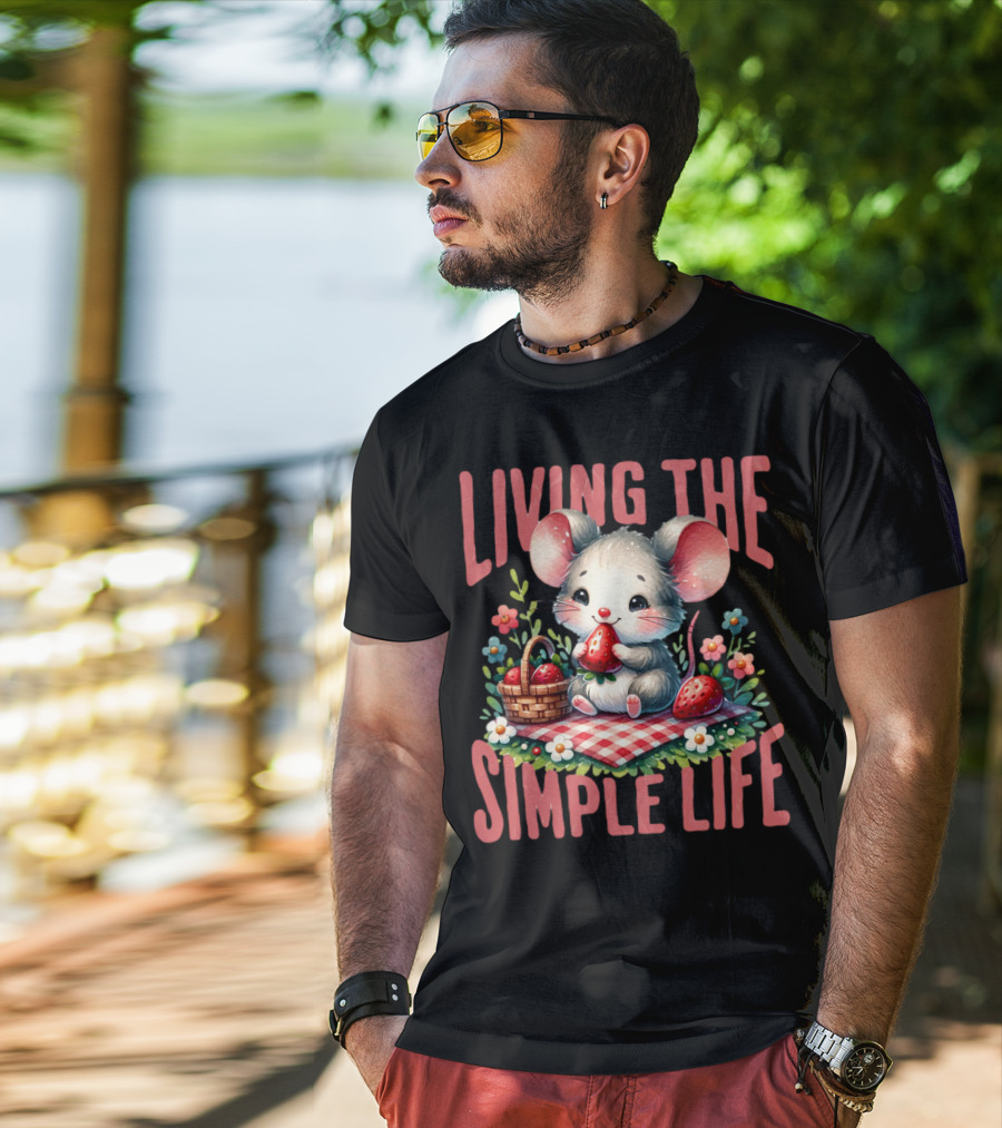 Living The Simple Life Cottagecore Picnic Mouse T-Shirt