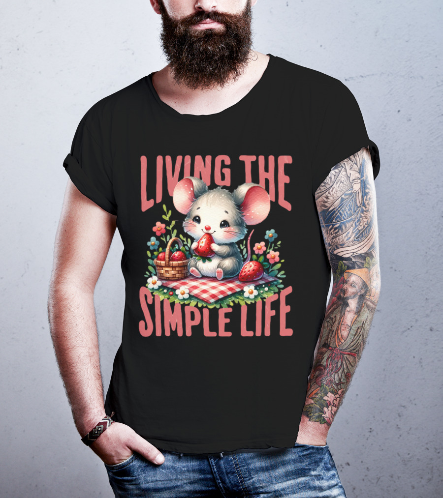 Living The Simple Life Cottagecore Picnic Mouse T-Shirt