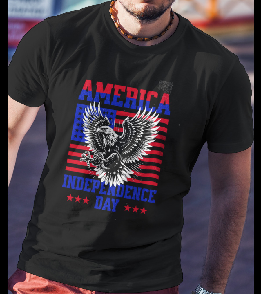 America Independence Day Eagle Flag Stars T-Shirt