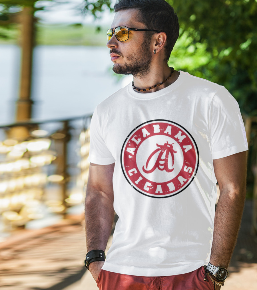 Alabama Cicadas Crimson Tide Football Circle Emblem T-Shirt