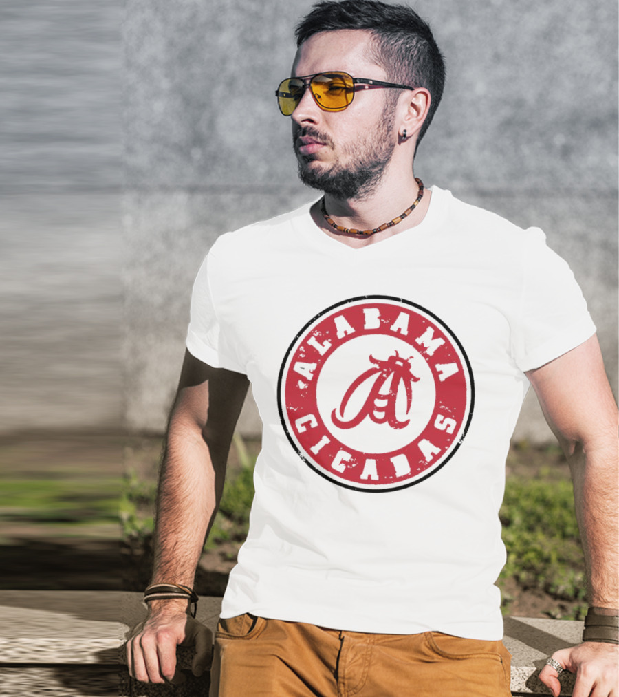 Alabama Cicadas Crimson Tide Football Circle Emblem T-Shirt