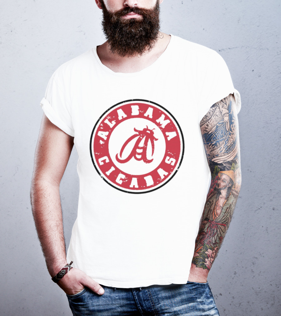 Alabama Cicadas Crimson Tide Football Circle Emblem T-Shirt