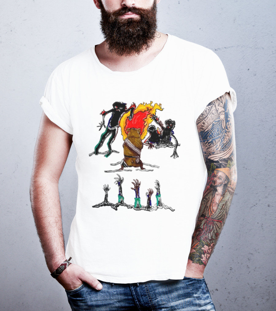 Hamster Of The Apocalypse Surrounded By Flaming Shadows T-Shirt