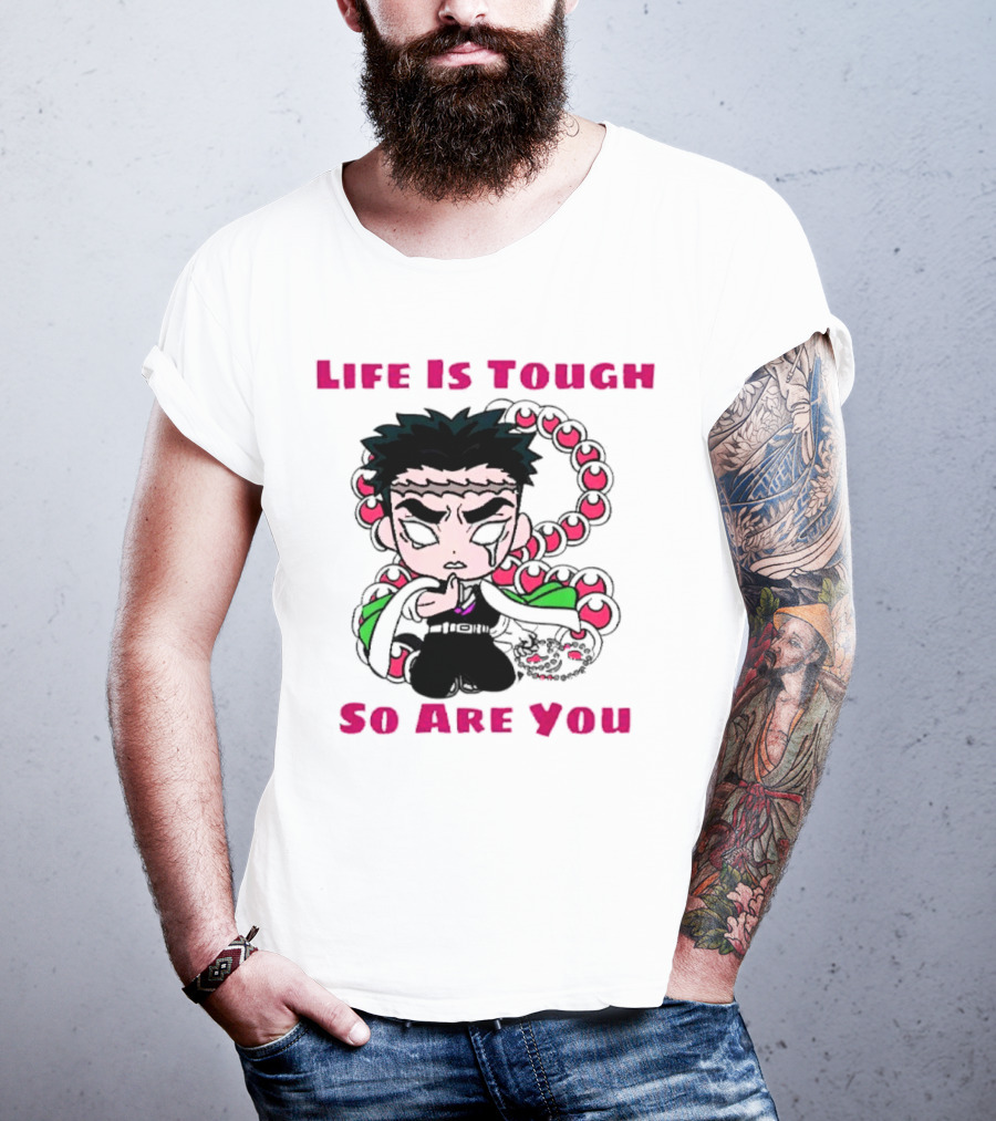 Life Is Tough So Are You Anime Character With Beads And Green Accents T-Shirt