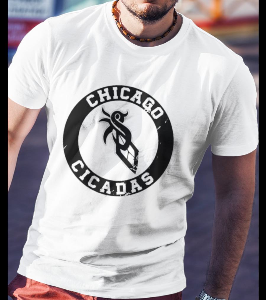 Chicago Cicadas Baseball Team Logo Black Circle T-Shirt