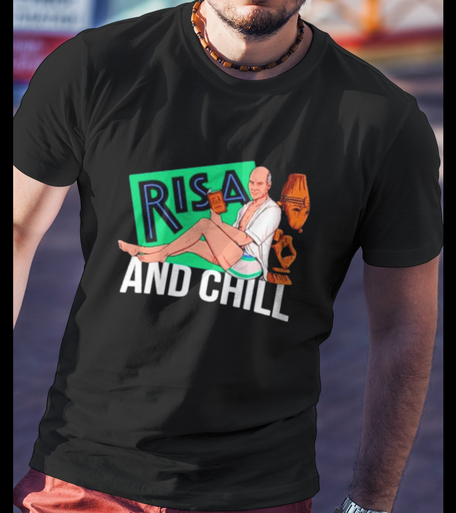 Risa And Chill Star Trek Parody Patrick Stewart Tropical Vacation Relaxation T-Shirt