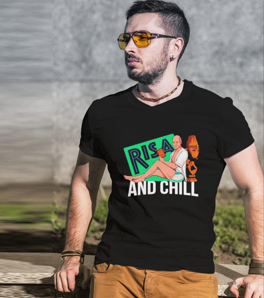 Risa And Chill Star Trek Parody Patrick Stewart Tropical Vacation Relaxation T-Shirt