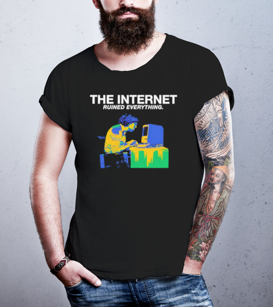 The Internet Ruined Everything Retro Computer Print T-Shirt