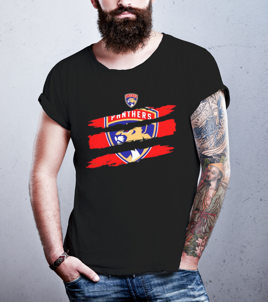 Florida Panthers Scratch Red Emblem T-Shirt