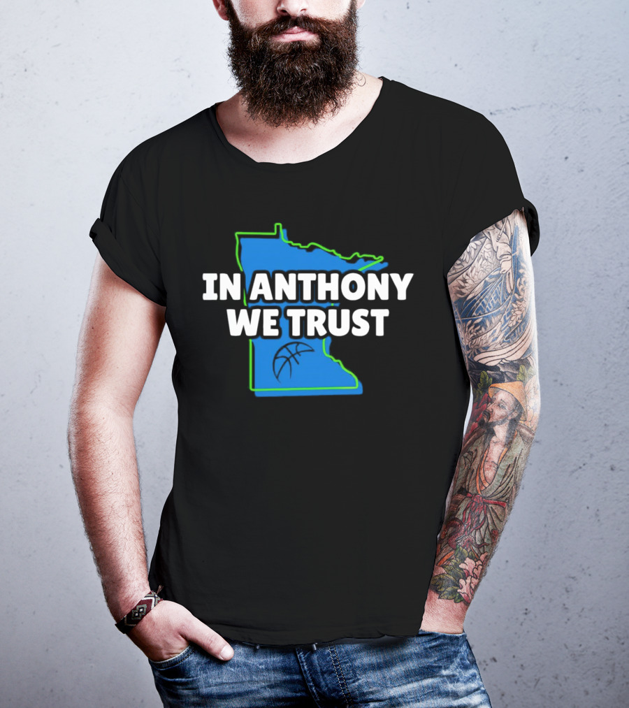 Minnesota Timberwolves In Anthony We Trust Basketball Outline T-Shirt