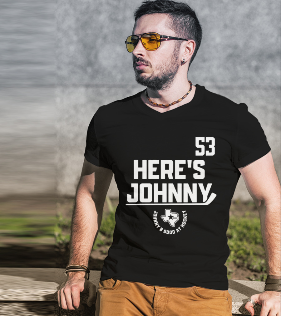 53 Here's Johnny B Good At Hockey Texas Star T-Shirt