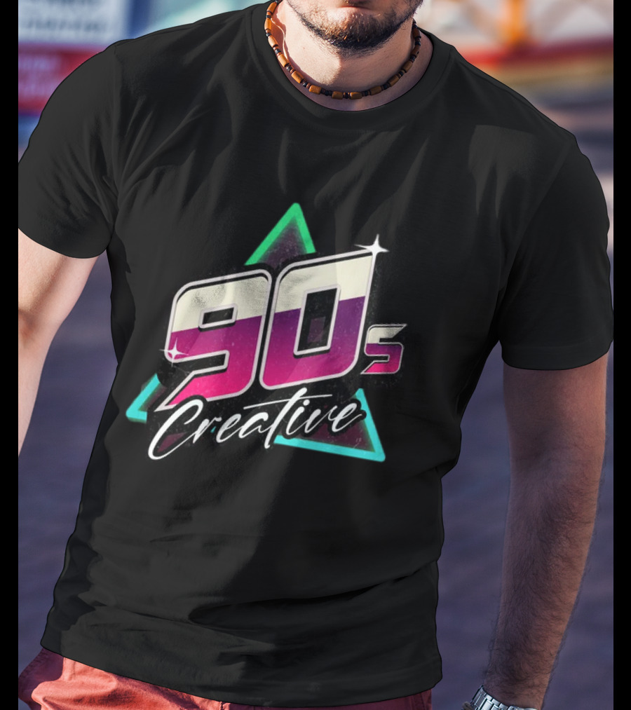 90s Creative Synthwave Retro Neon Triangle T-Shirt