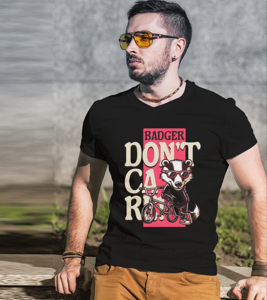 Badger Don't Care Cool Shades Bicycle Attitude T-Shirt