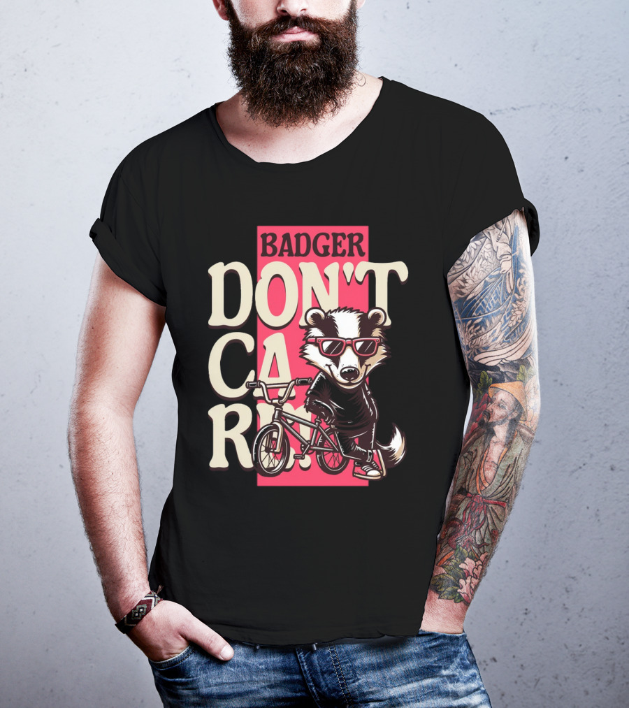 Badger Don't Care Cool Shades Bicycle Attitude T-Shirt