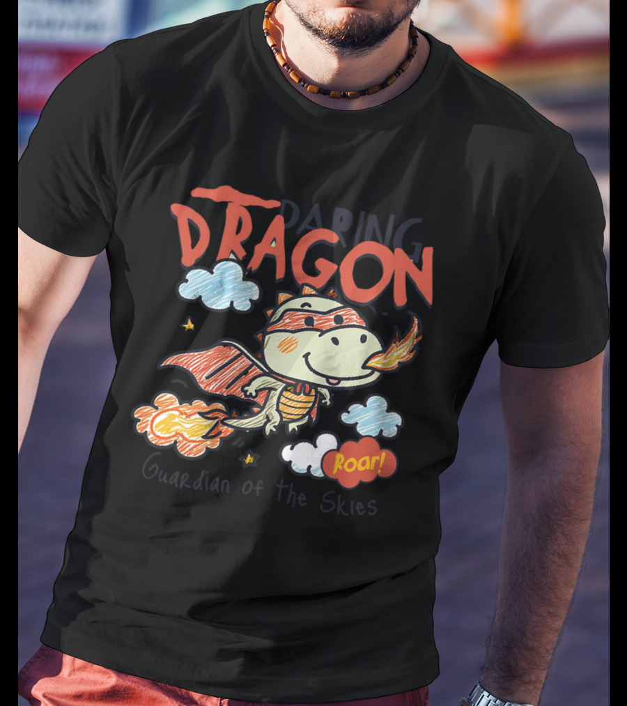 Daring Dragon Guardian Of The Skies Roar Heroic Fire-Breathing Adventure T-Shirt