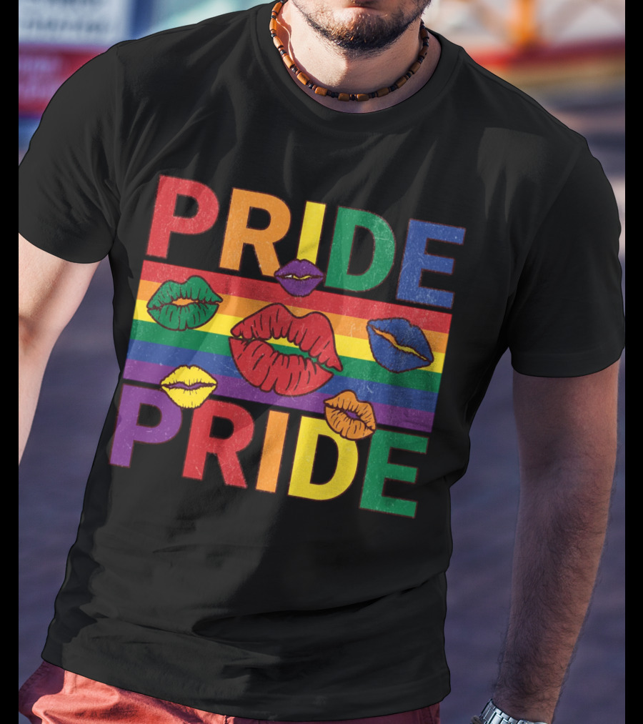 Pride Kisses Rainbow Lips Pride T-Shirt
