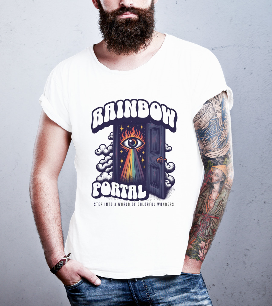 Rainbow Portal Step Into A World Of Colorful Wonders T-Shirt