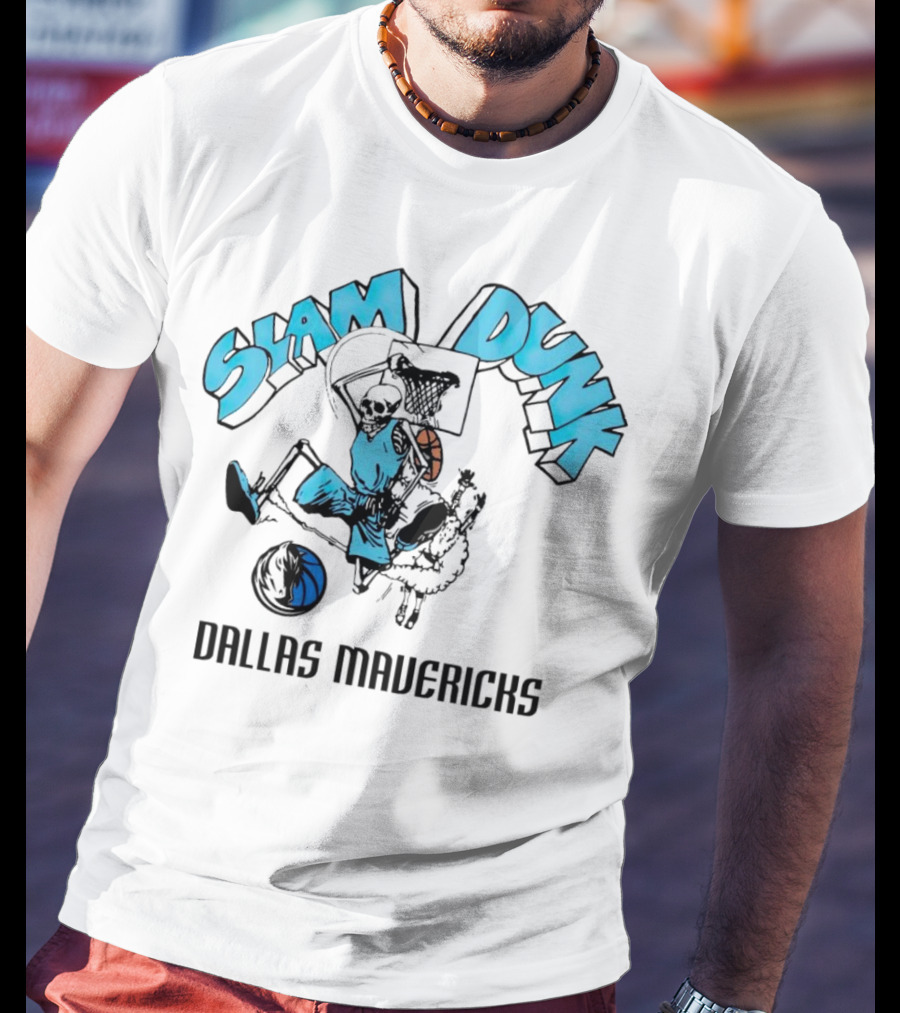 Dallas Mavericks Slam Dunk Skeleton Basketball T-Shirt