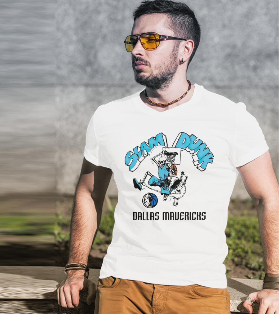 Dallas Mavericks Slam Dunk Skeleton Basketball T-Shirt